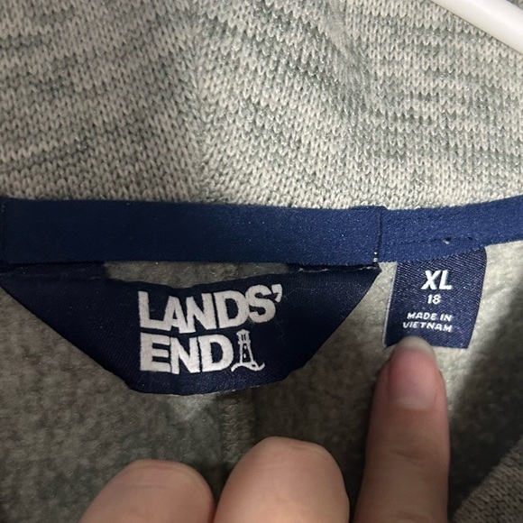 Lands End Heathered Green Cowl Neck Fleece Pullover Sweater Size X-Large 18 - Picture 2 of 10